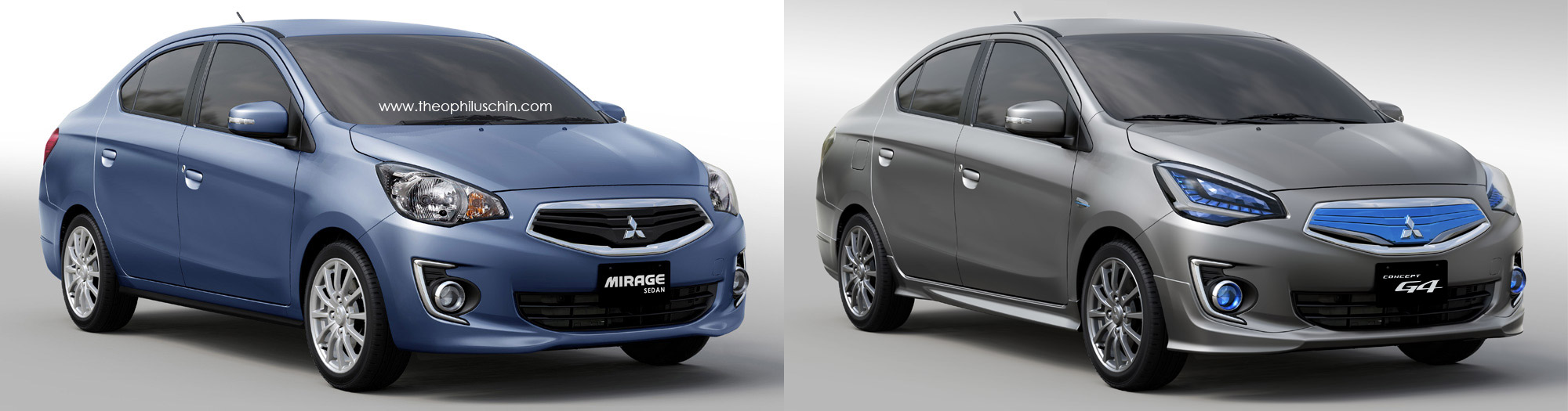 Berita, Perbandingan Mitsubishi Mirage sedan dengan Mitsubishi G4 Concept tampak depan: Dengan Bantuan Digital Imaging, Kemunculan Mitsubishi ‘Mirage Sedan’ Mendekati Kenyataan