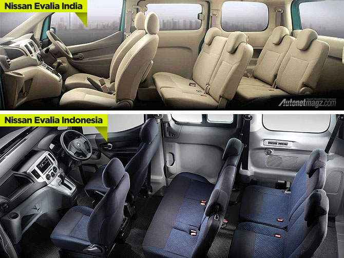 International, Perbedaan interior Nissan Evalia versi India dan Indonesia: Nissan Evalia Facelift Diluncurkan di India