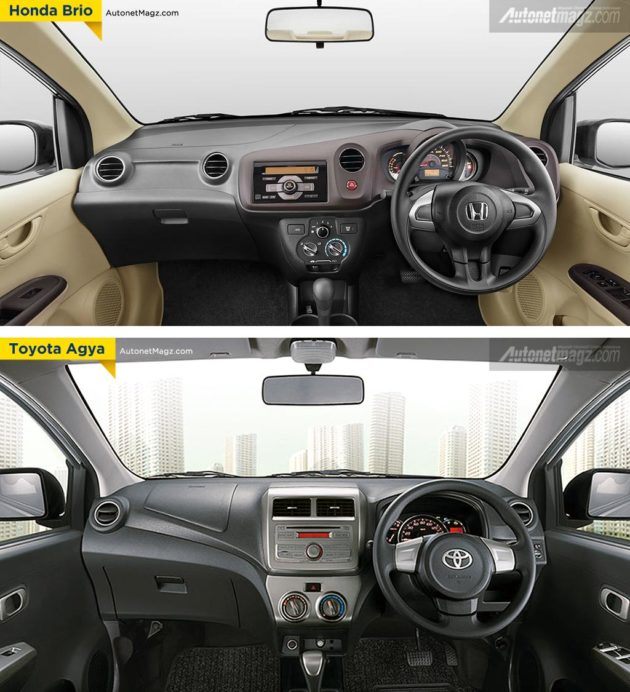   Perbandingan interior Honda Brio dengan Toyota Agya
