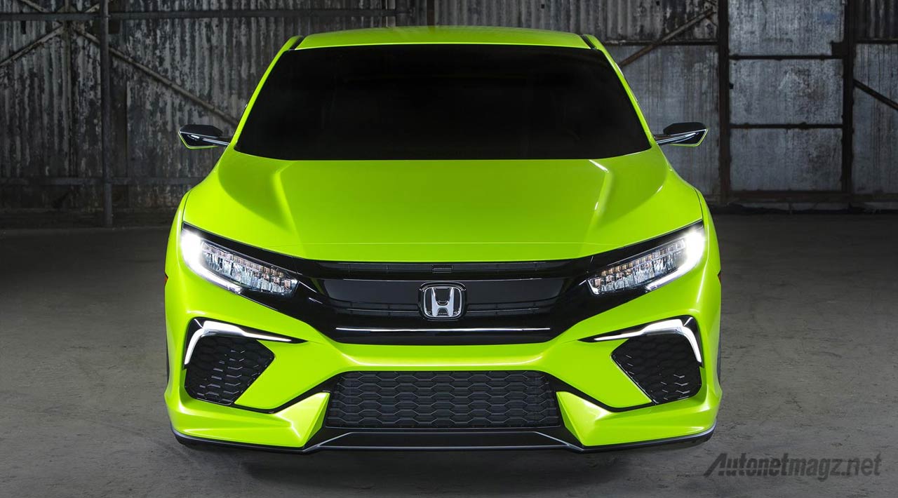 Berita, Honda-Civic-Concept-Tampak-Depan: Honda Tampilkan Bentuk Konsep Civic Generasi Terbaru Bertransmisi CVT