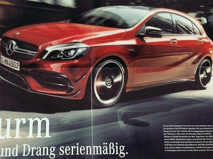 Berita, brosur-spy-shot-Mercedes-Benz-A45-AMG-facelift: Hot Hatch Mercedes Benz A45 AMG Facelift Akan Diberi Power Hingga 400 PS!