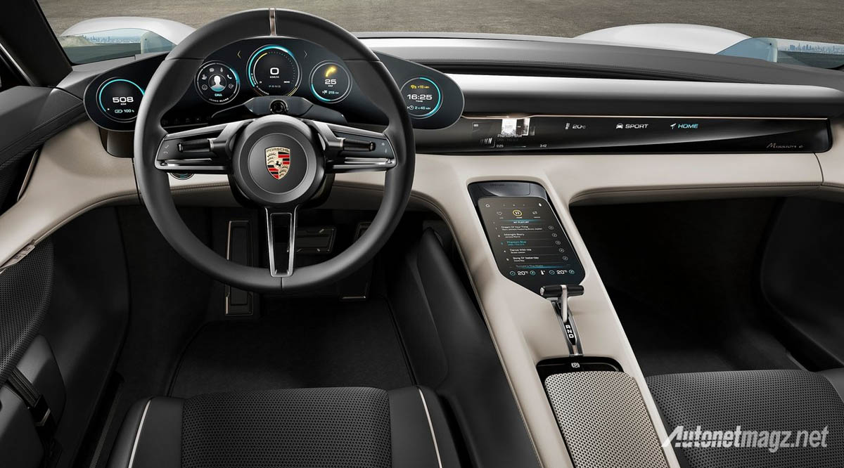 Berita, porsche mission e interior: Porsche Mission E Concept Incar Tesla Dengan Serangan Tenaga 600 HP dan Jarak Tempuh 500 Kilometer