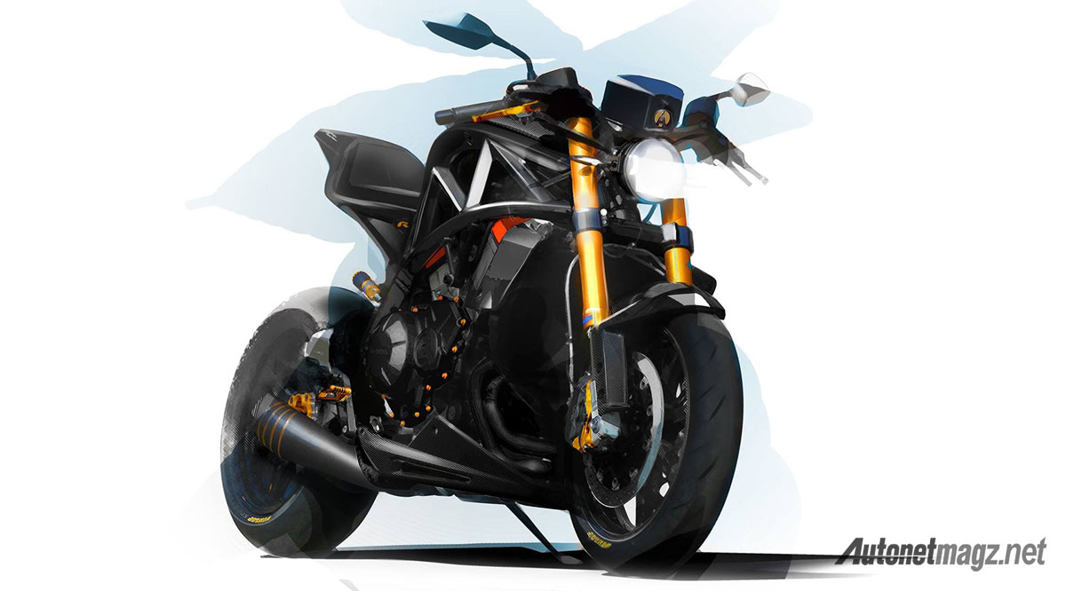 International, ariel-ace-sketch: Ariel Ace, Superbike Naked Dengan Mesin V4 Honda