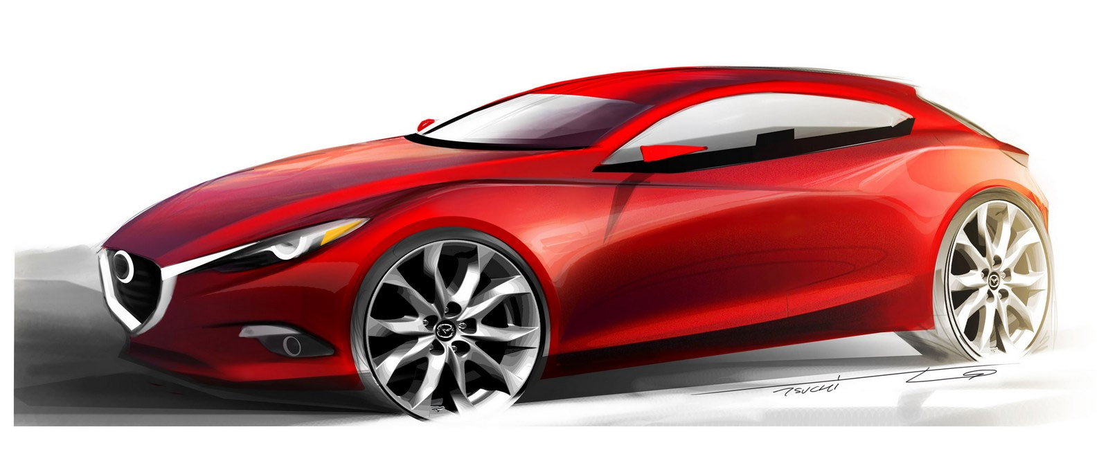 International, mazda 3 concept sketch: Mazda 3 Concept Menuju Tokyo, Pakai Mesin Tanpa Busi?