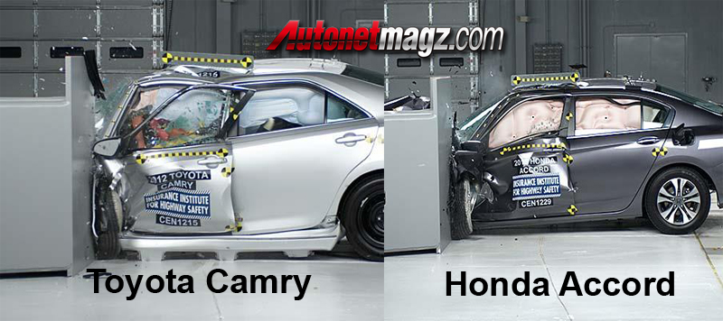 Honda, Toyota Camry vs Honda Accord Crash Test: Hasil Test Tabrak IIHS : Toyota Camry terendah, Honda Accord Terbaik