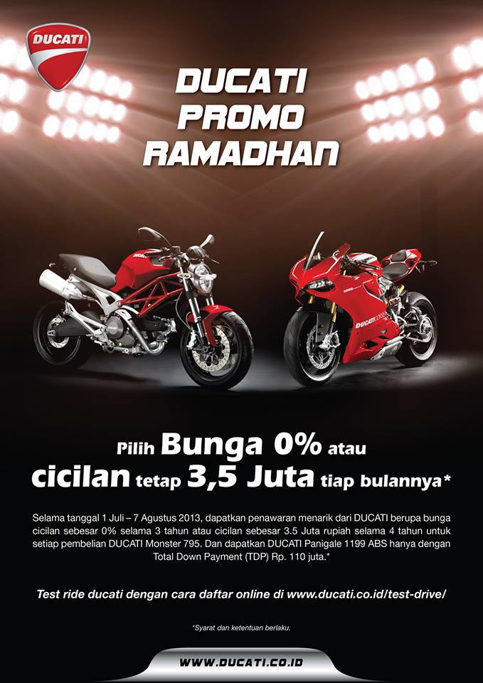 Ducati, Ducati Indonesia Promo Ramadhan Cicilan Ringan: Ducati Special Promo Ramadhan Dengan Bunga 0% Selama 3 Tahun