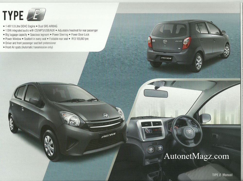 IIMS 2013, Toyota Agya Tipe E: Bocor Lagi: Brosur Toyota Agya Lengkap Dengan Tipe-tipenya!