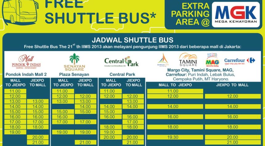 Daftar Lokasi Shuttle Bus Menuju IIMS 2013 Daftar Lokasi Shuttle Bus Menuju IIMS 2013