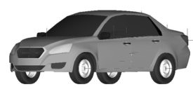 Gambar 3D model Datsun sedan tahun 2014