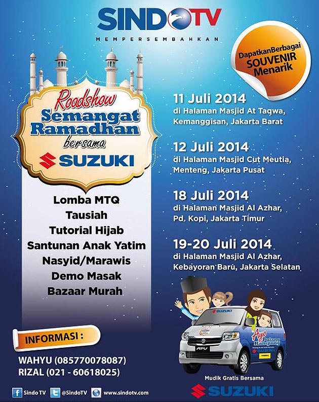 Event, Program Mudik Gratis Suzuki dan Sindo TV: Suzuki APV Antar Pemudik Pulang Kampung Gratis!