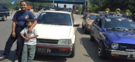 Mobil retro Daihatsu Charade dengan kap ala rusty style