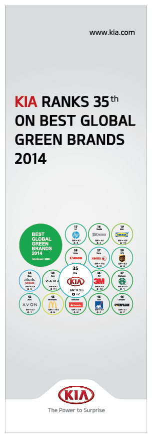 International, KIA mendapat penghargaan dari Global Green Brands 2014: KIA Raih Penghargaan Internasional Sebagai Merek Ramah Lingkungan