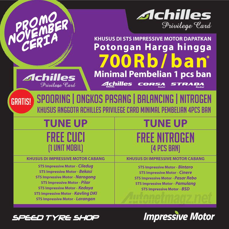 Berita, Promo-Achilles-November: Promo November Ceria Achilles Kini Banyak Bonus dan Diskon!