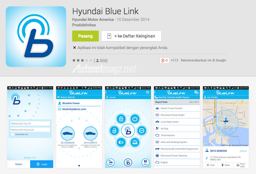 Hi-Tech, Hyundai Blue Link Apps Android: Mencari Mobil di Parkiran Pakai Aplikasi Hyundai Smartwatch
