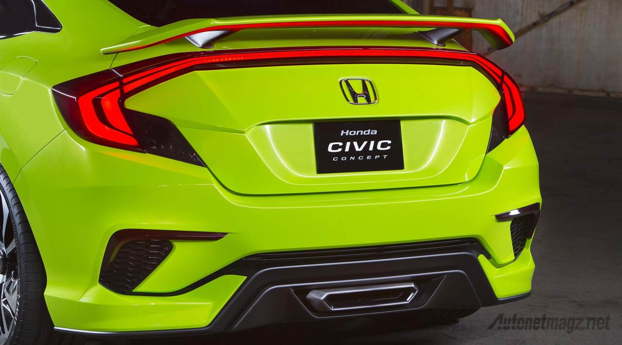 Berita, bumper-belakang-honda-civic-concept: Honda Tampilkan Bentuk Konsep Civic Generasi Terbaru Bertransmisi CVT
