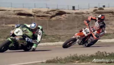Bagaimana Ketika Superbike Ditantang Duel Dengan Supermoto Dalam Satu Trek? Panas Bro!