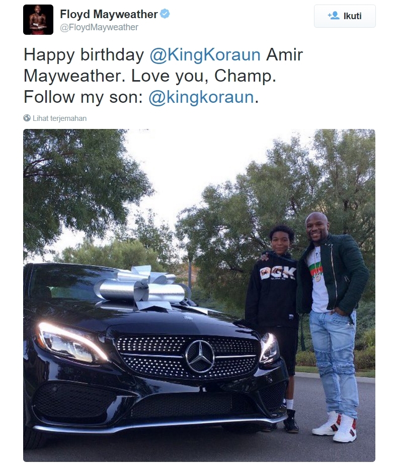 International, Happy Birthday King Koraun: Beuh, Floyd Mayweather Berikan C450AMG Untuk Anaknya di Ulang Tahun ke-16