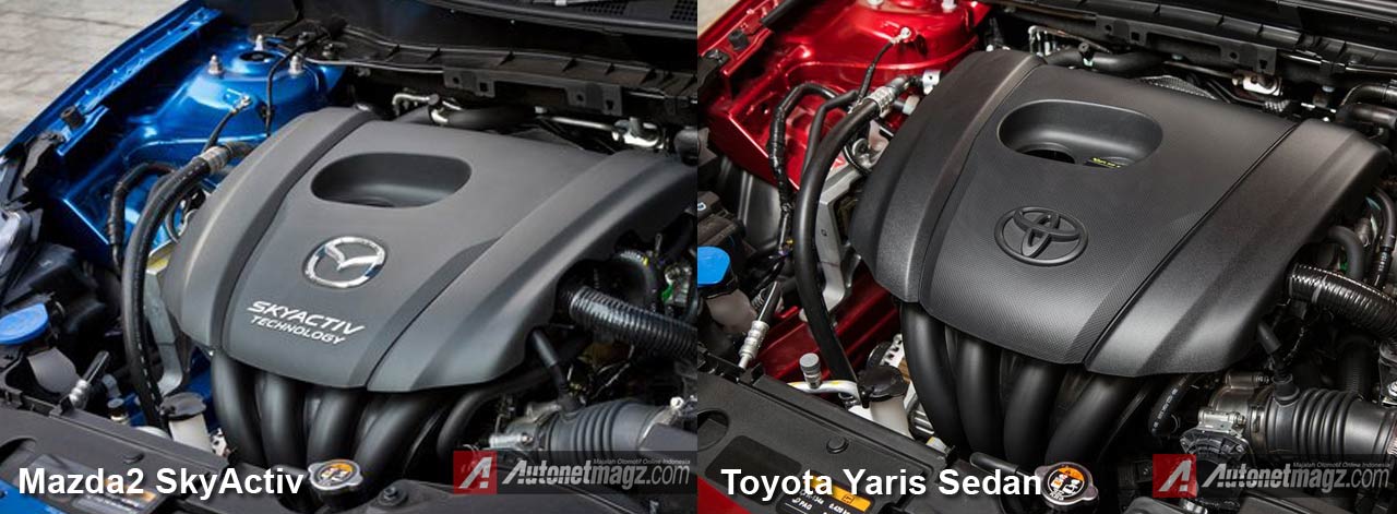 Mobil Baru, Engine-Toyota-Yaris-Sedan-vs-Mazda-2-SkyActiv: Nahloh, Mazda2 SkyActiv Jadi Toyota Yaris Sedan Terbaru!