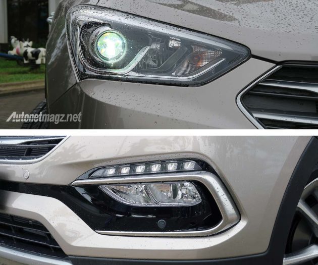 Lampu projector HID Hyundai Santa Fe facelift 2016