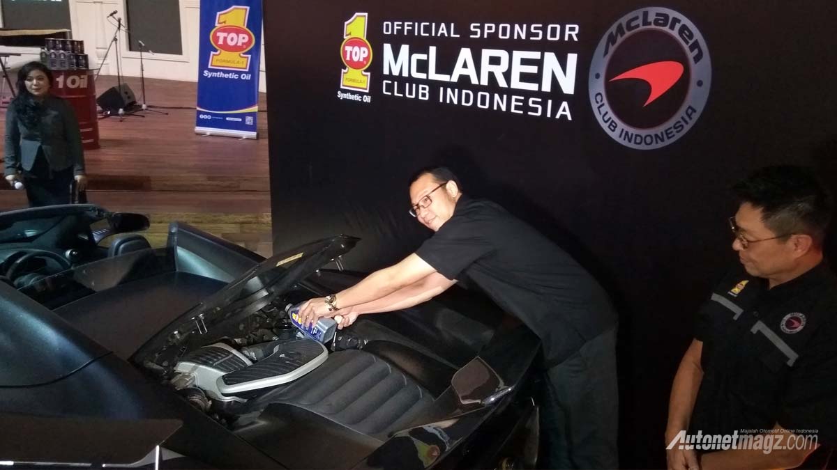 Mclaren, Oli Top 1 Evolution SAE 10W-30 oil di isikan ke mobil McLaren: McLaren Club Indonesia Mendapat Dukungan dari Top 1 Oil