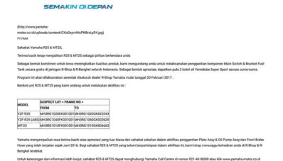 Yamaha R25 dan MT25 Kena Recall (Lagi), Kenapa Ya?