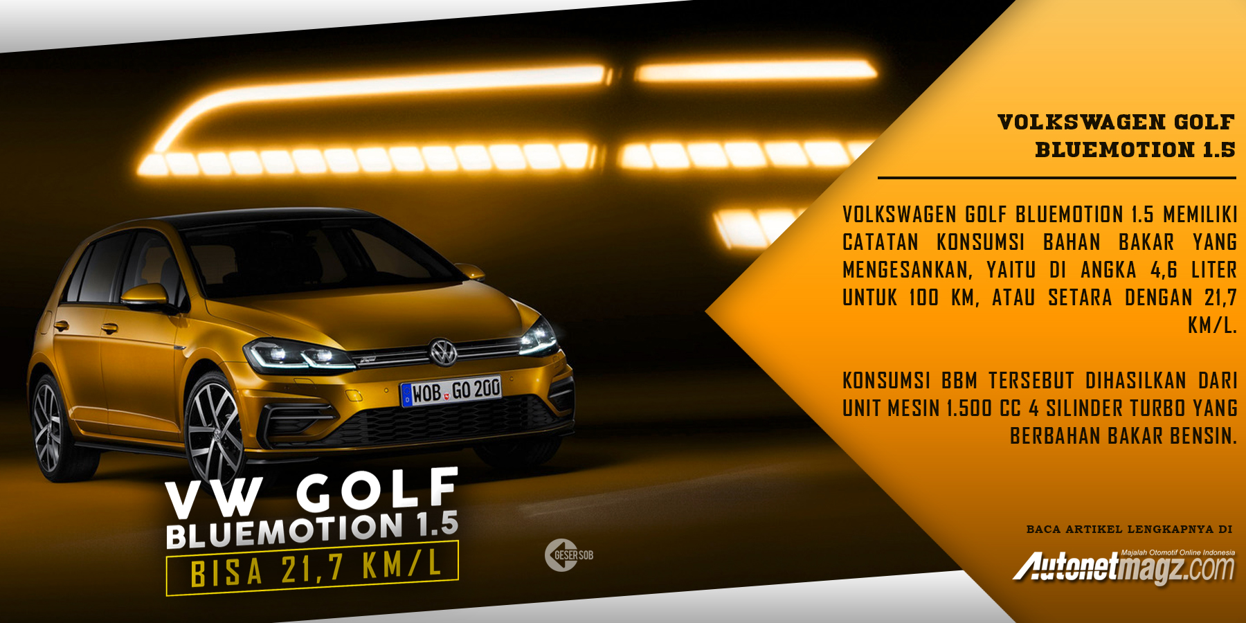 Berita, vw golf bluemotion: Volkswagen Golf BlueMotion 1.5, Super Irit Sampai 21,7 Km/L