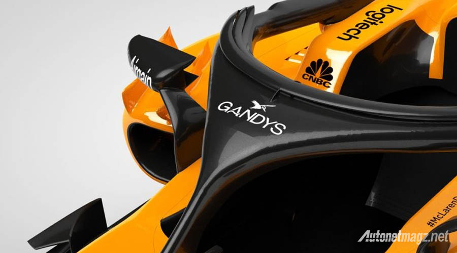 International, halo device mclaren mcl33: Perangkat Halo McLaren Dapat Sponsor Dari Merek Sandal Jepit!