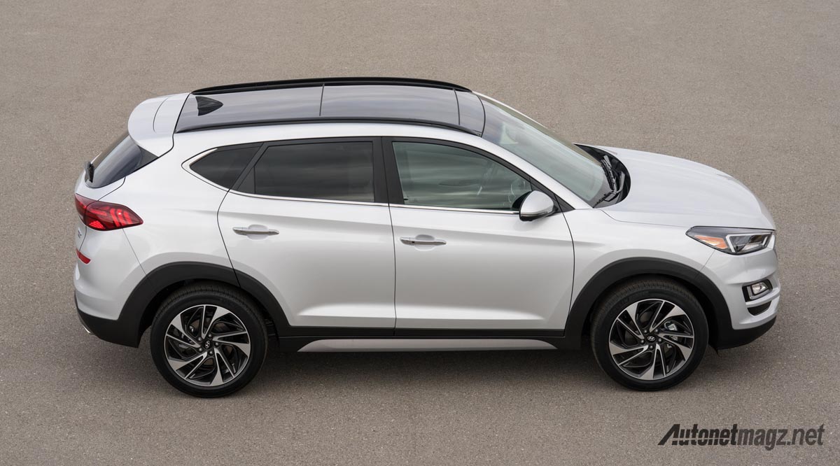 Hyundai, hyundai tucson 2019 facelift side: Hyundai Tucson Facelift 2019, Gaya Lebih Tajam dan Mesin Baru