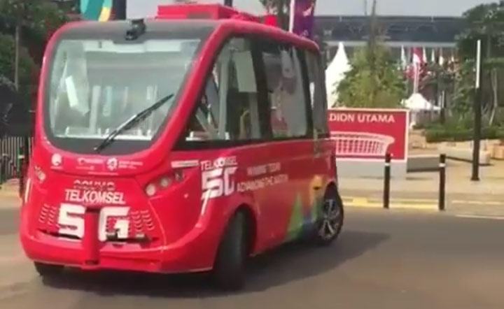 Berita, navya-arma-asian-games: Asian Games 2018, Indonesia Pakai Bus Self-Driving Navya Arma