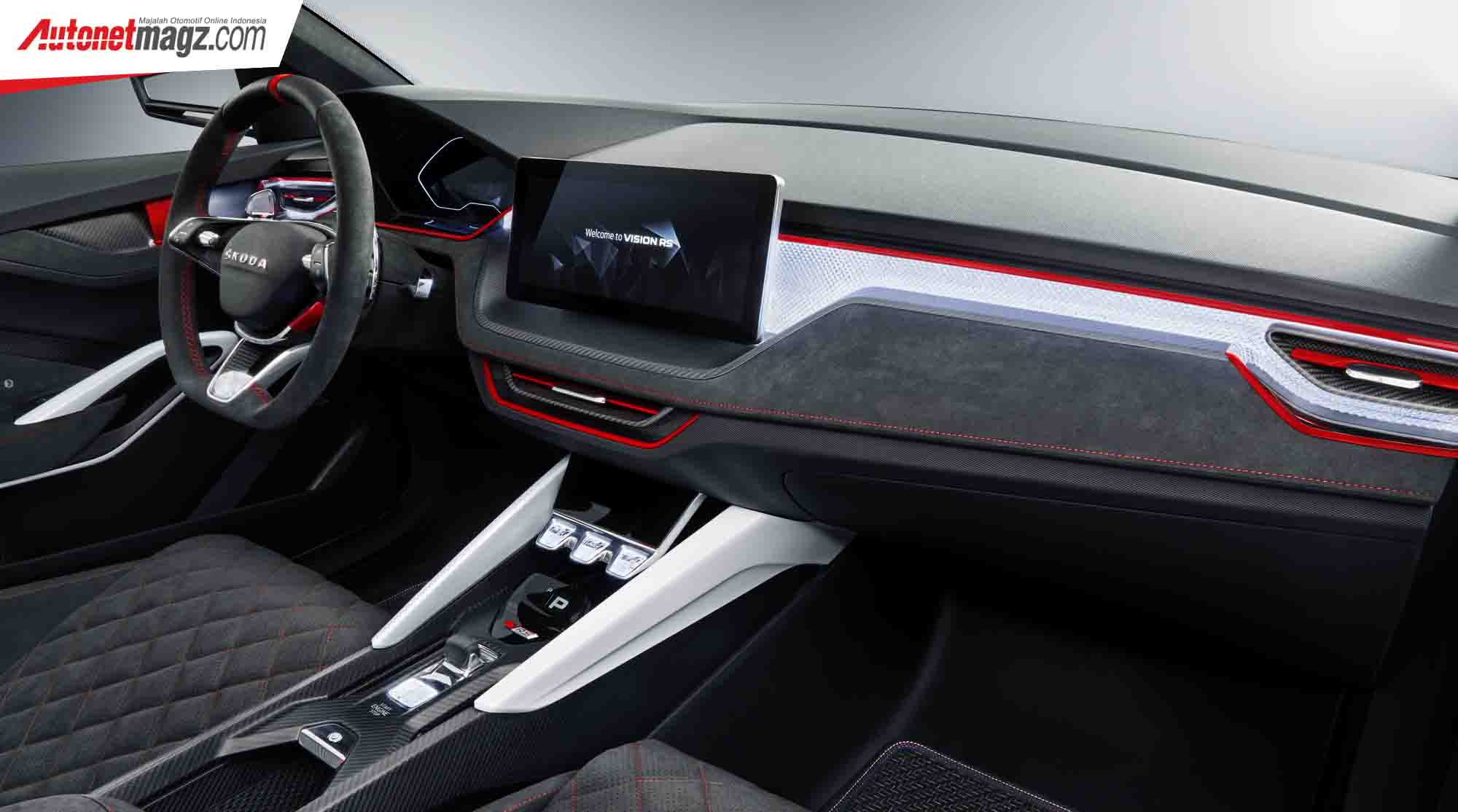 Berita, Interior Skoda Vision RS Concept: Skoda Vision RS Concept : Tenaga Maksimal 245 hp, Jarak Tempuh Bisa 70km