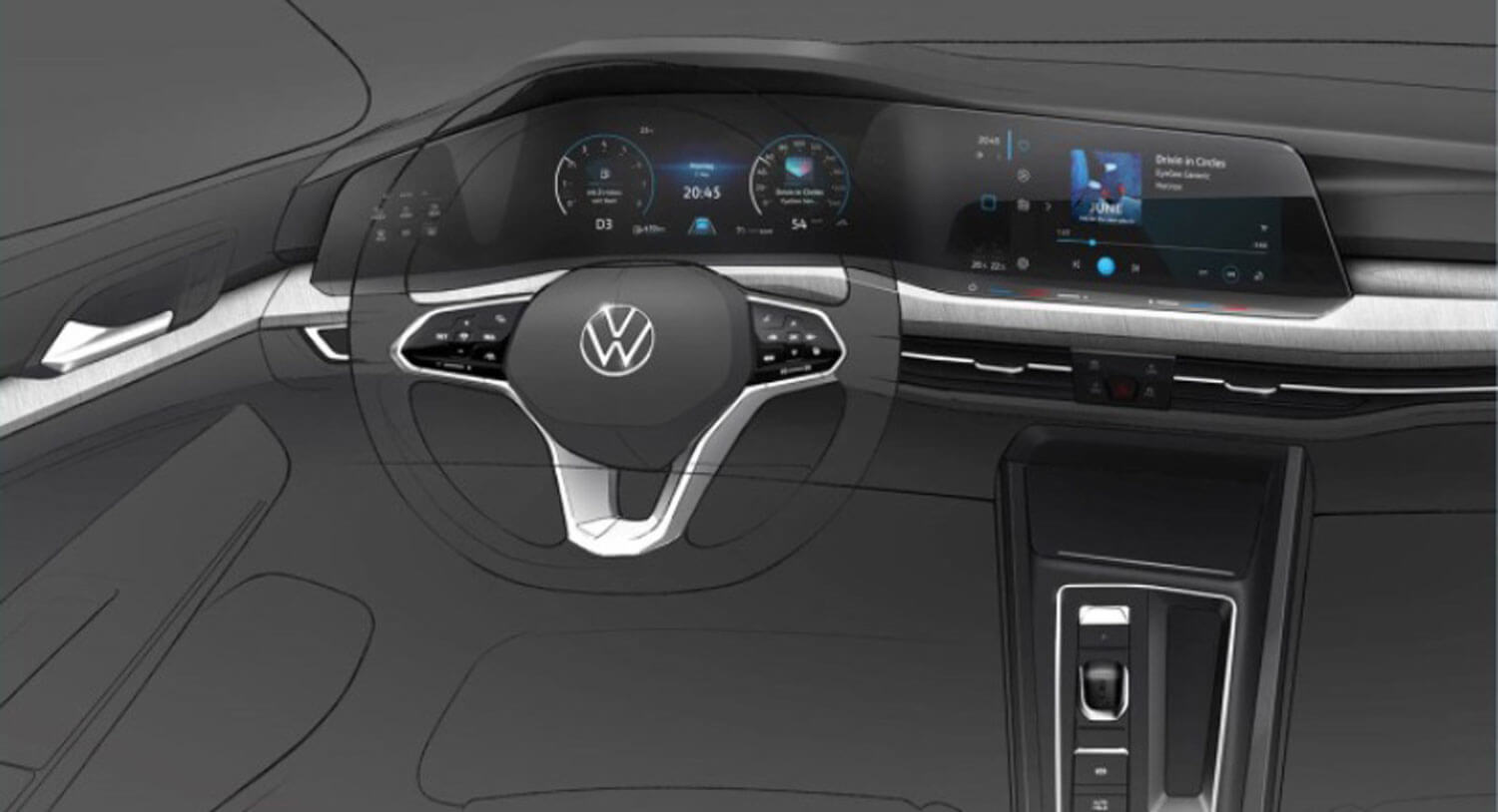 Berita, bocoran-interior-VW-Golf-MK8: Volkswagen Golf Mk8 Bakal Miliki Interior Yang Futuristis