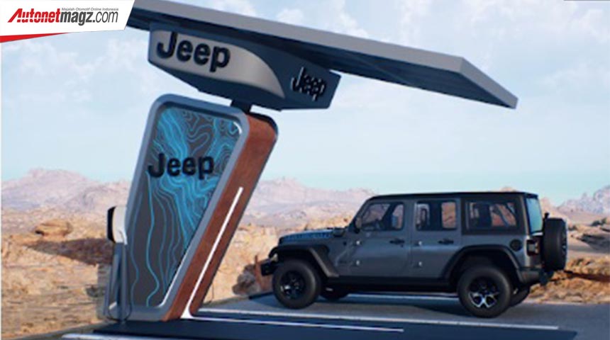 Berita, jeep-charging-station-solar-panel: Jeep ‘The Road Ahead,’ Bocorkan Wrangler EV?