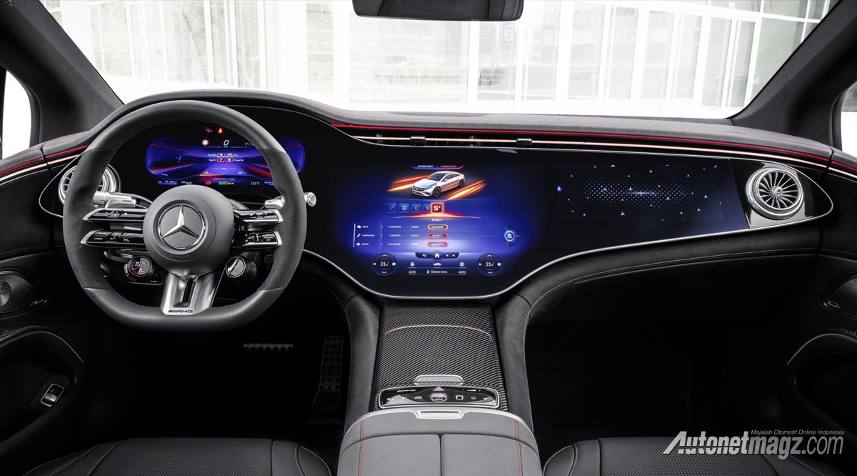Berita, mercedes-amg-eqs-53-interior: Mercedes-Benz Perkenalkan 4 Mobil Listrik Sekaligus di IAA 2021