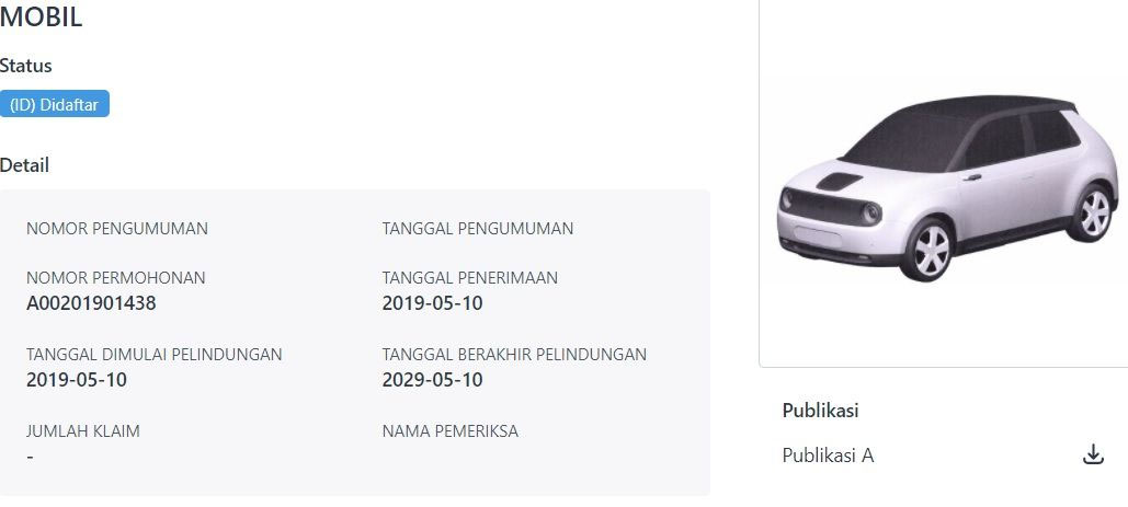 Berita, paten-mobil-listrik-honda-e-indonesia: Nama Mobil Listrik Honda e Muncul di Indonesia, Mau Dijual?