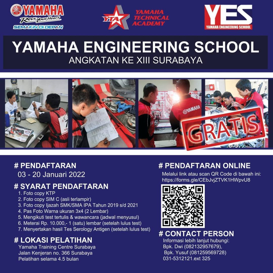 Berita, yes: Yamaha Engineering School 2022 : Kado Tahun Baru Yamaha Jatim Untuk SMK