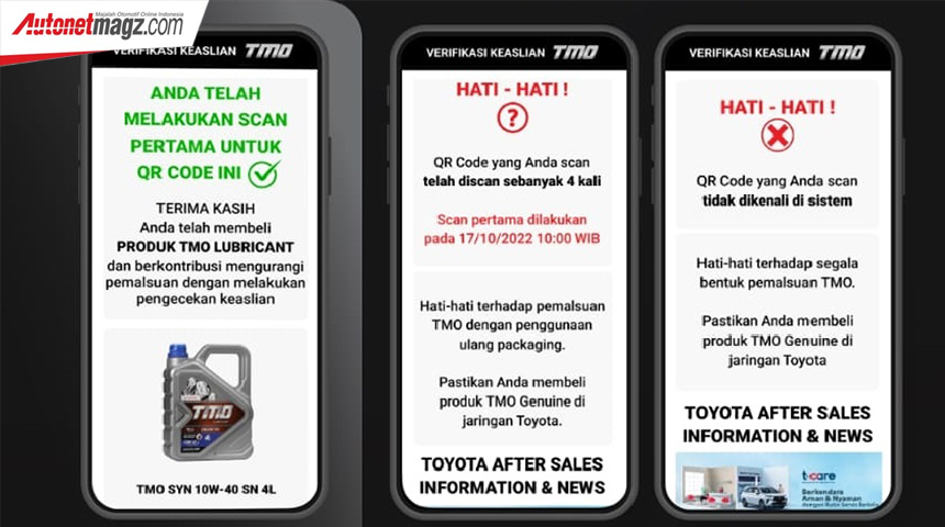 Berita, tgmo-qr-code-1: Toyota Motor Oil Sudah Dilengkapi QR Code Anticounterfeit, Dijamin Asli!