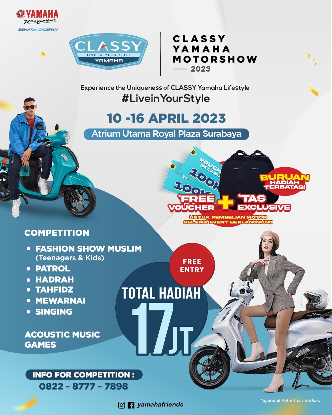Berita, Classy Yamah Motorshow: Yamaha STSJ Gelar Classy Yamaha Motorshow 2023 di Royal Plaza Surabaya!