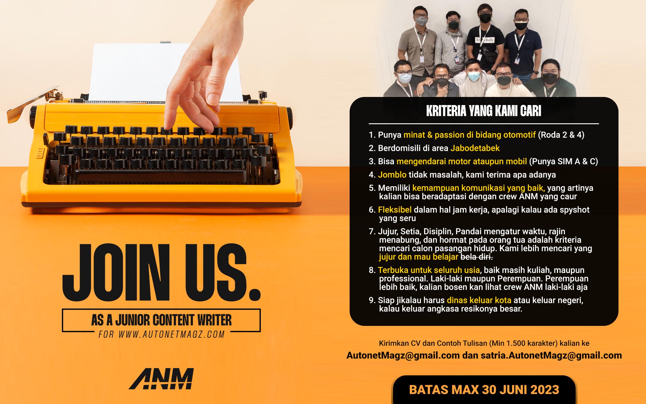Editorial, join us: Bergabunglah Bersama Tim Redaksi AutonetMagz!!