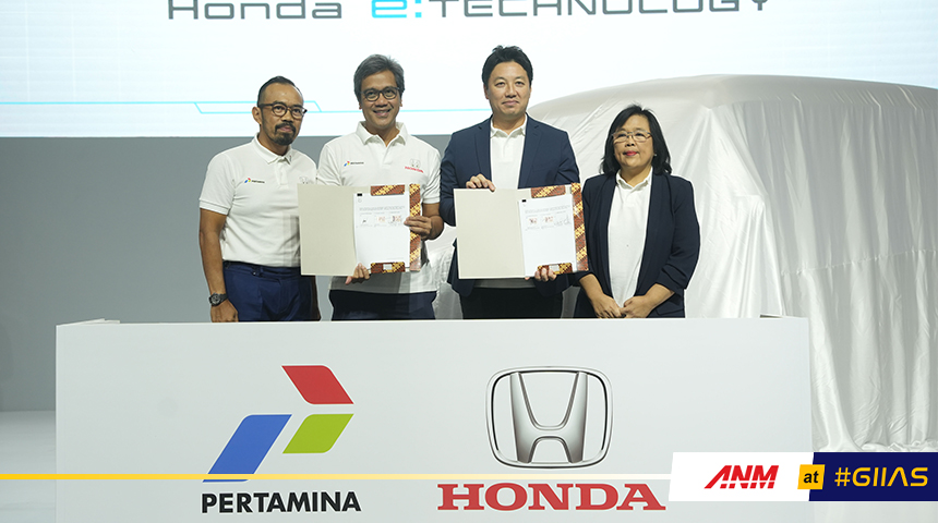 Berita, honda-pertamina-1: GIIAS 2023 : Honda dan Pertamina Riset Mobil Listrik Untuk Kebutuhan Komersil