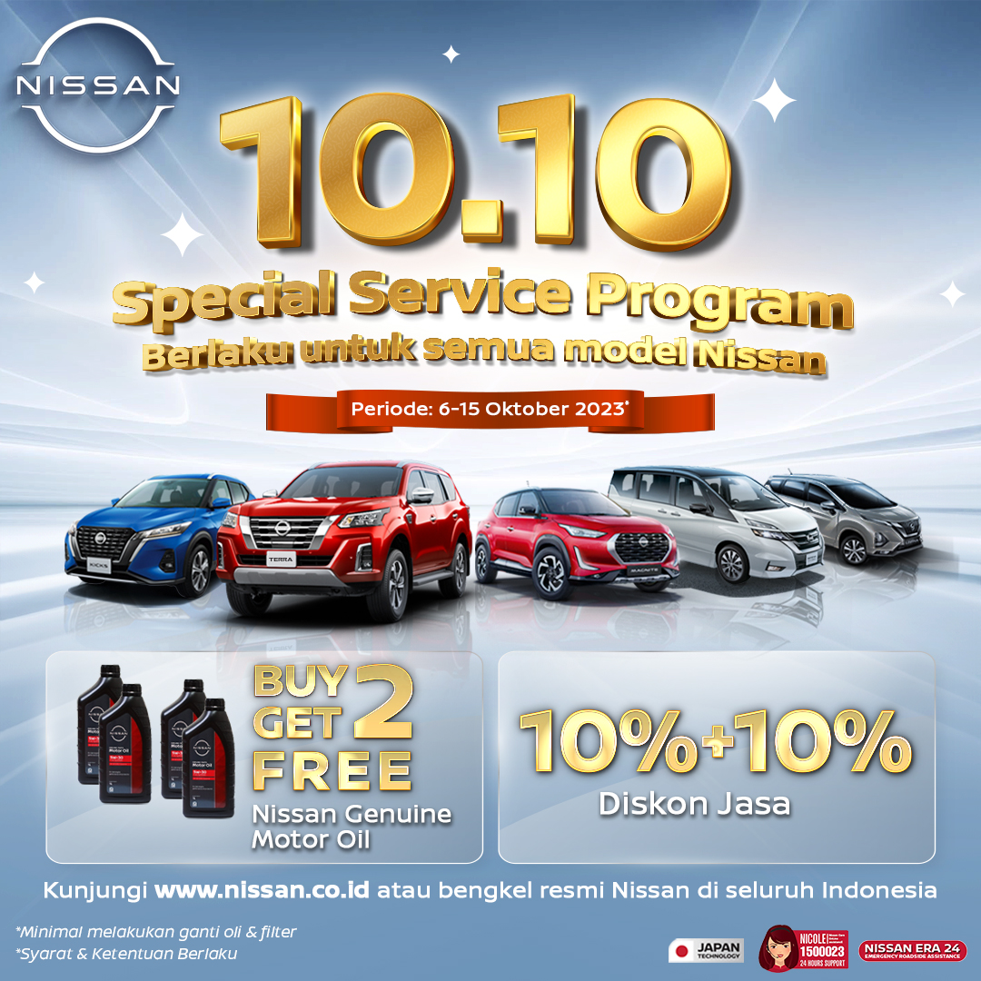 Berita, 10.10 Festival copy (1): Nissan Ada Program Service Spesial Jelang 10.10! Beli 2 Oli Gratis 2 Oli Lagi!