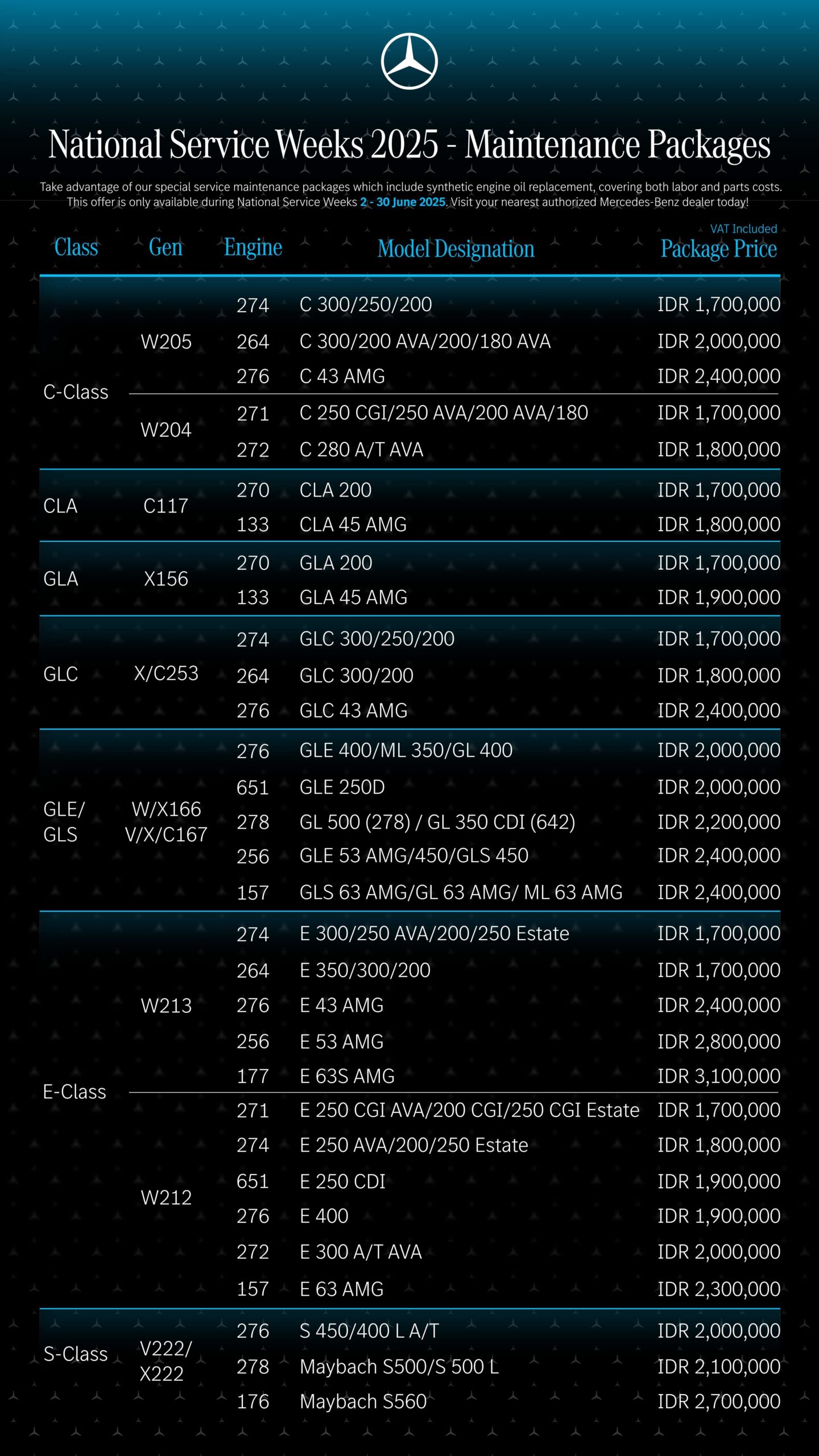 Berita, National Service Weeks 2025 – Maintenance Packages_page-0001: Mercedes Benz Hadirkan National Service Week, Banyak Penawaran Menarik!