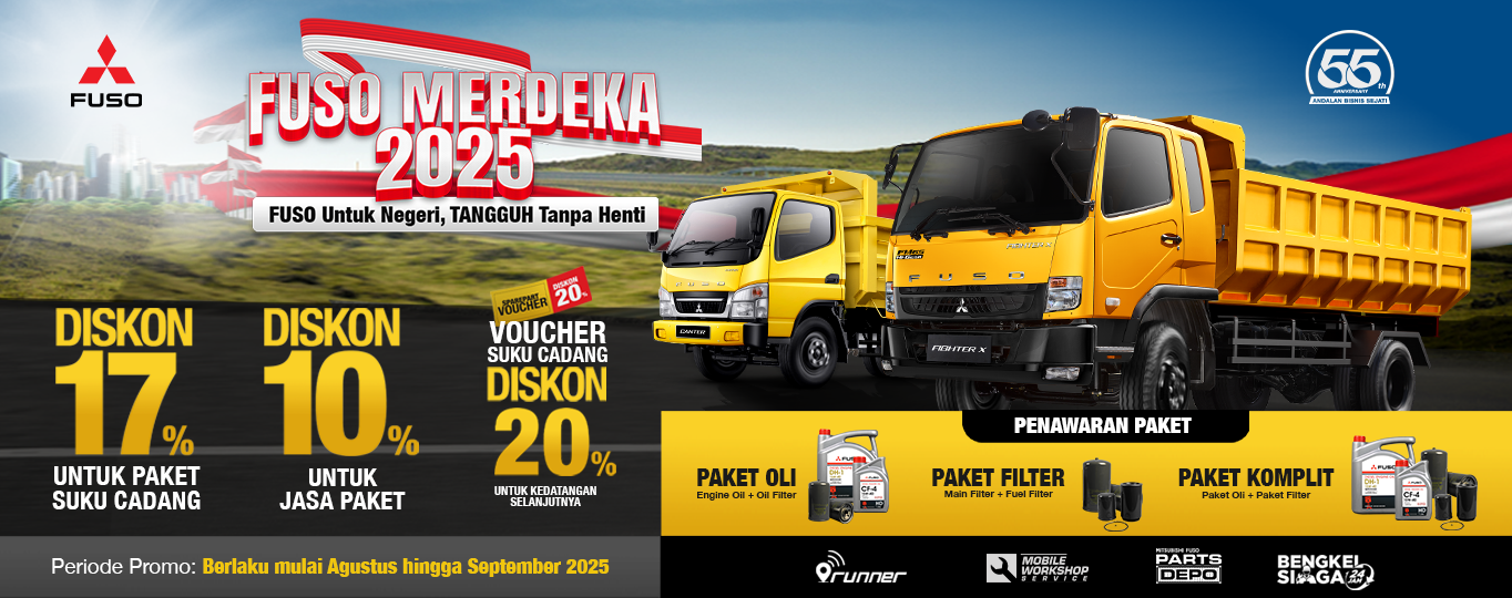Berita, FUSO Service Merdeka 2025 (1364 x 540 px): Sambut Kemerdekaan, Mitsubishi Fuso Hadirkan Promo Spesial!